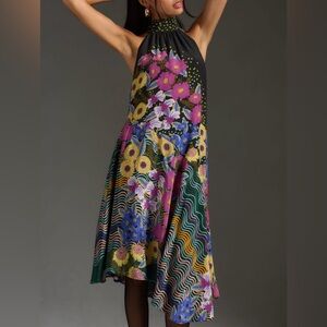 Anthropologie asymmetrical halter dress